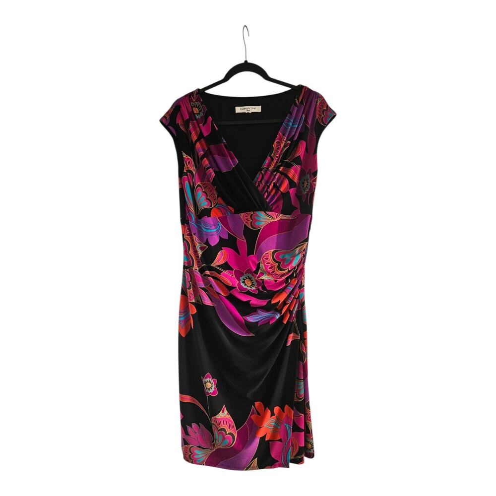 Evan-Picone Dress Sleeveless RETRO Floral Stretch Pullover Ruching MISSING SIZE